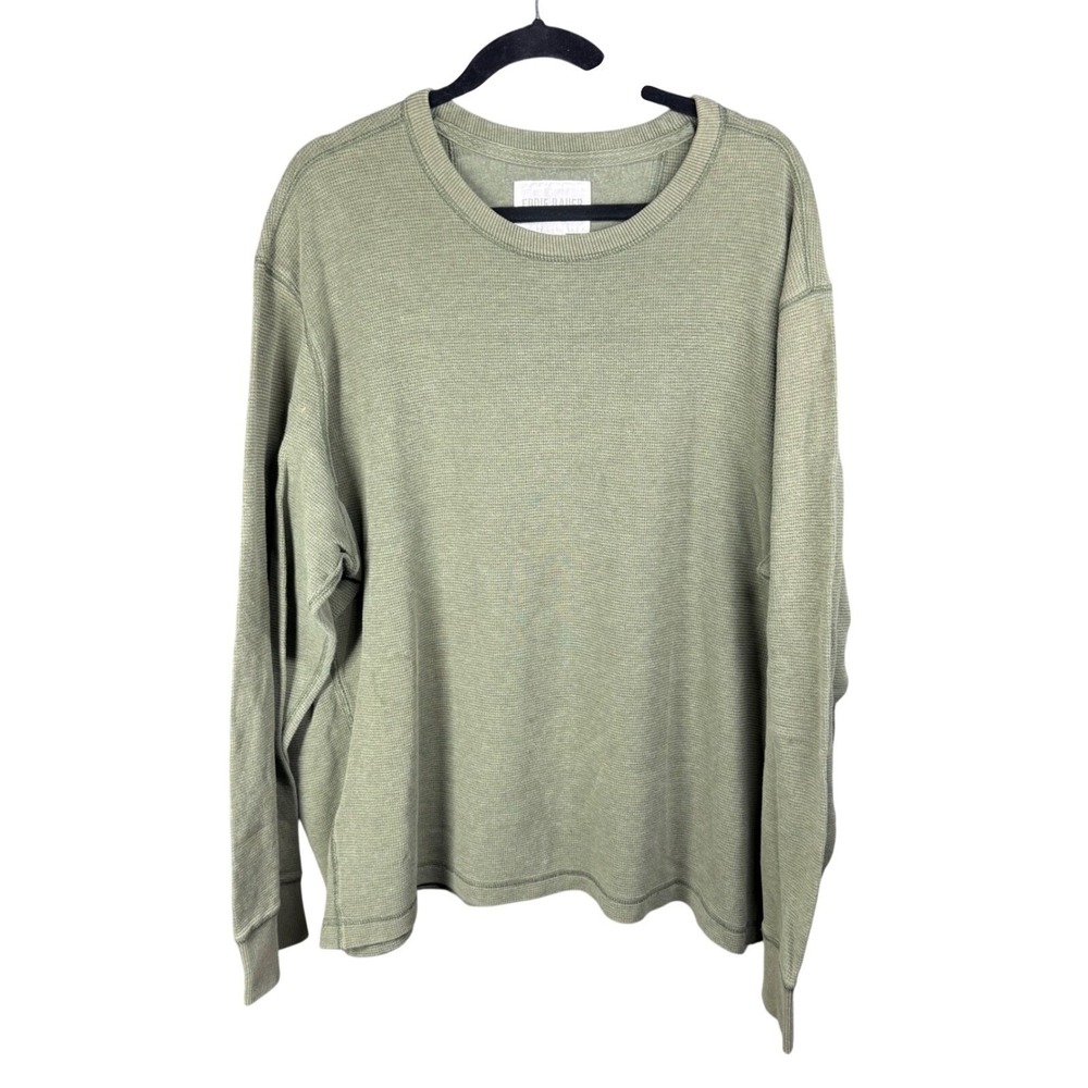 Eddie‎ Bauer Waffle Knit Shirt Mens TXXXL Green Long Sleeve Crew Neck